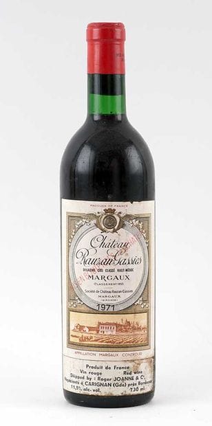 Château Rauzan-Gassies 1971
Margaux Appellation...