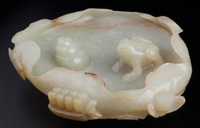 ANTIQUE RINCE-PINCEAU LOTIFORME ET GRENOUILLE...