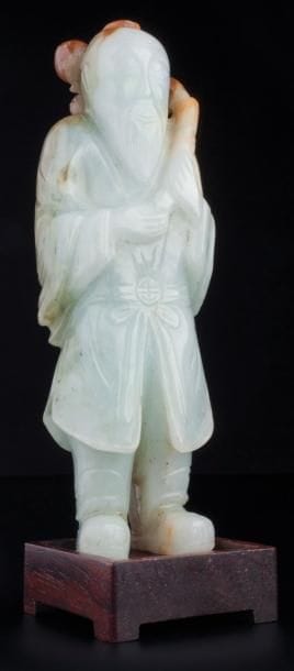 ANTIQUE FIGURE DE SHOU LAO EN JADE JADEITE...
