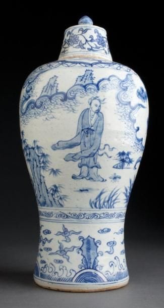 VASE MEIPING ET SON COUVERCLE EN PORCELAINE...