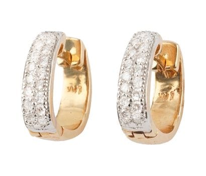 14K GOLD, DIAMONDS
Pair of earrings in 14K...