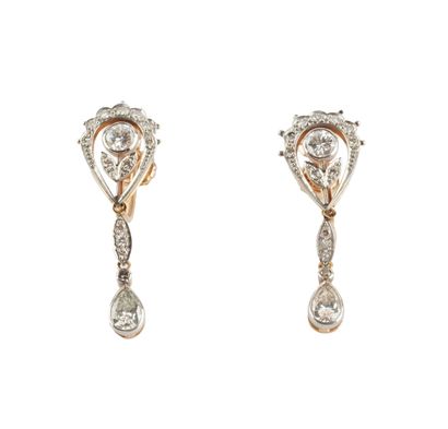 14K GOLD, DIAMONDS
Pair of 14K white and...