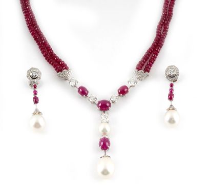 RUBIES, DIAMONDS, 18K GOLD, PEARLS /
Cartier...