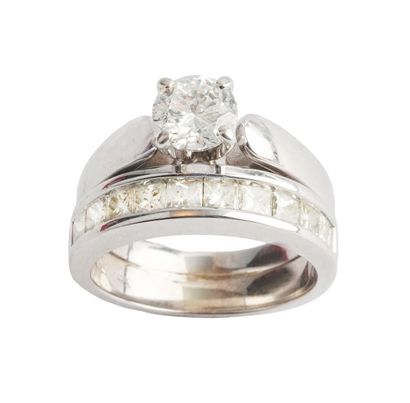 14K GOLD, DIAMONDS
Set of two (2) 14K white...