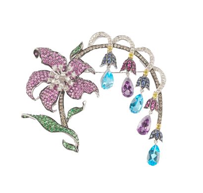 18K GOLD, GEMS
18K gold brooch stylizing...