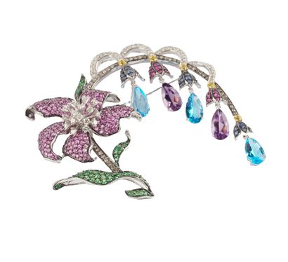 18K GOLD, GEMS
18K gold brooch stylizing...