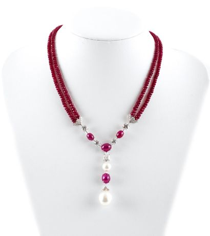 RUBIES, DIAMONDS, 18K GOLD, PEARLS /
Cartier...
