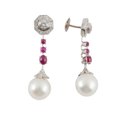 RUBIES, DIAMONDS, 18K GOLD, PEARLS /
Cartier...