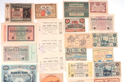 BILLETS Allemagne 
Lot comprenant des billets...