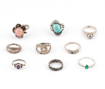 ARGENT / SILVER
Lot de bagues en argent serties...