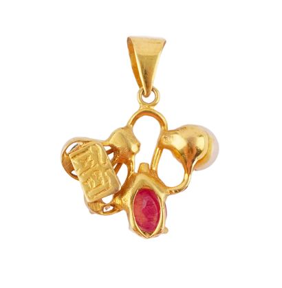 14K GOLD 
18K yellow gold pendant and earrings...