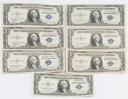 1$ DES ÉTAT-UNIS
Lot comprenant 7 billets...