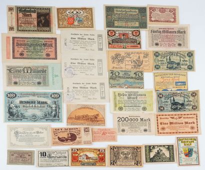 BILLETS Allemagne 
Lot comprenant des billets...