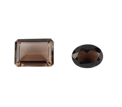 SMOKY QUARTZ
Lot including two smoky quartz:
-...
