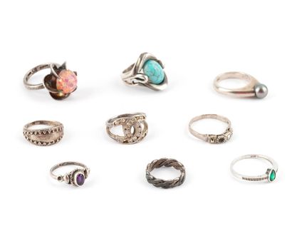 ARGENT / SILVER
Lot de bagues en argent serties...