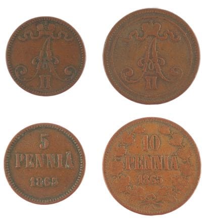 FINLANDE - ALEXANDRE II
5 Pennies et 10 Pennies...