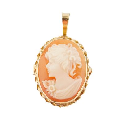 18K GOLD
18K yellow gold cameo pendant-brooch...