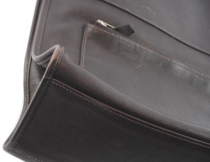HERMÈS
Hermès brown leather bag, two outside...