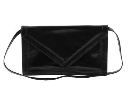 CLUTCH
Black leather evening clutch with...