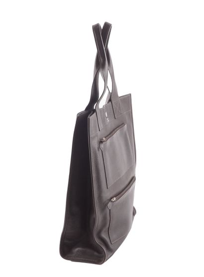 HERMÈS
Hermès brown leather bag, two outside...