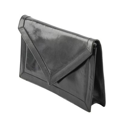 CLUTCH
Black leather evening clutch with...