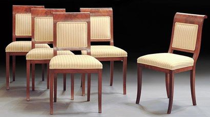 Cinq chaises en acajou d?époque Empire. Début...