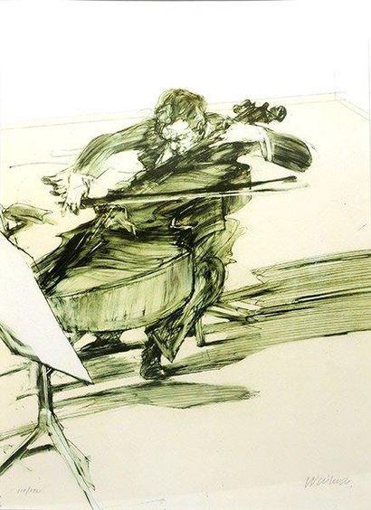 WEISBUCH, Claude (1927-)
Violoncelliste Lithographie...
