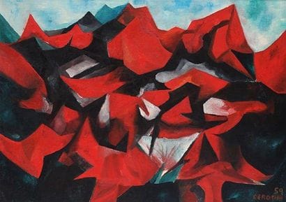 DEROUIN, René (1936-)
Montagnes rouges Huile...