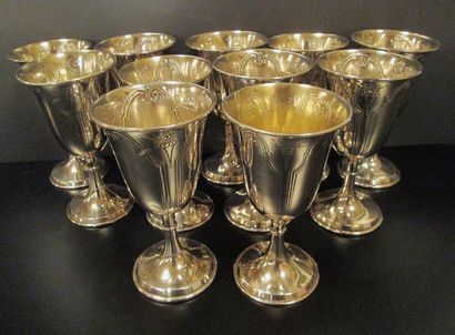 Ensemble de 10 coupes en argent contrôlé...