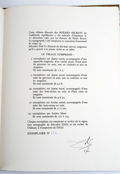 DALI (Salvador 1904-1989, ill.) APOLLINAIRE...