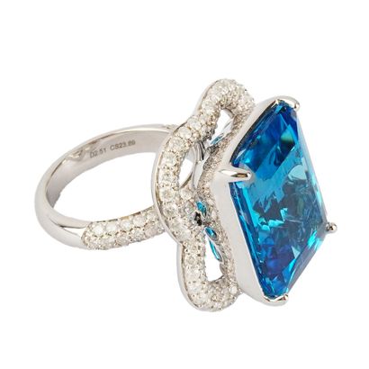 OR 14K, TOPAZE 23.69 CT, DIAMANTS / 14K GOLD,...
