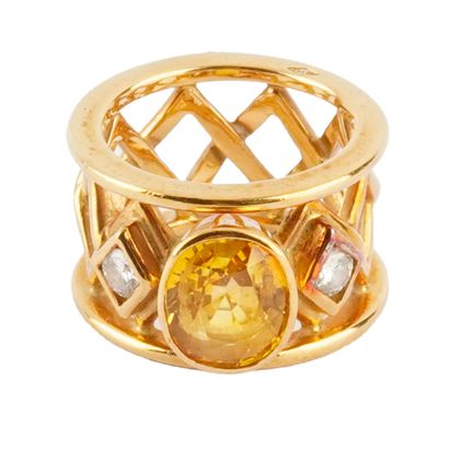 OR 18K, SAPHIR JAUNE, DIAMANTS / 18K GOLD,...