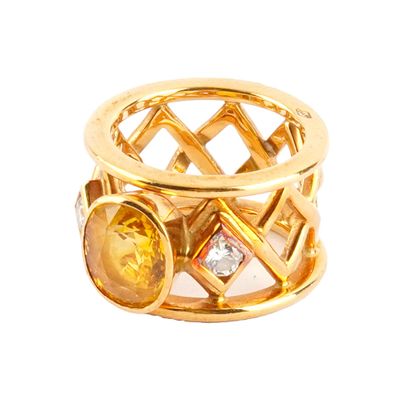 OR 18K, SAPHIR JAUNE, DIAMANTS / 18K GOLD,...