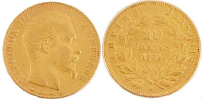 NAPOLEON III, 20 FRANCS 1854 / 0.900 GOLD
Une...