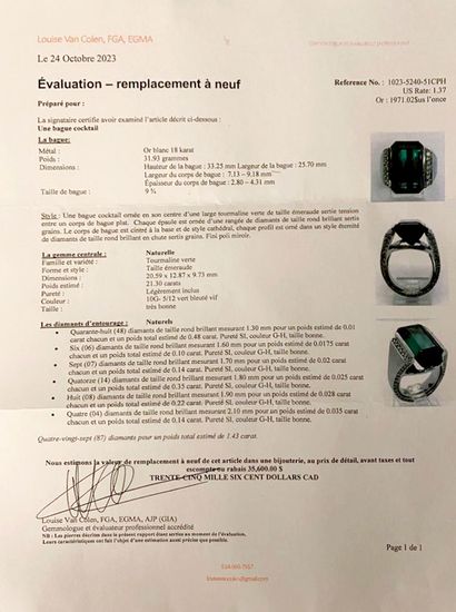 OR 18K, TOURMALINE, DIAMANTS / 18K GOLD,...