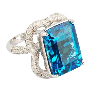 OR 14K, TOPAZE 23.69 CT, DIAMANTS / 14K GOLD,...