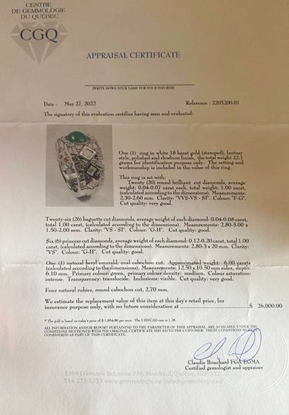OR 18K, ÉMERAUDE, DIAMANTS / 18K GOLD, EMERALD,...