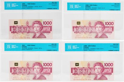 1000 DOLLARS 1988 AU-55
Ensemble de quatre...