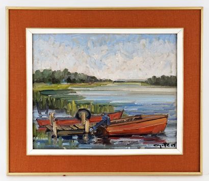 AYOTTE, Léo (1909-1976) 
Untitled - Boats
Oil...