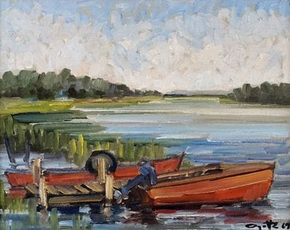AYOTTE, Léo (1909-1976) 
Untitled - Boats
Oil...