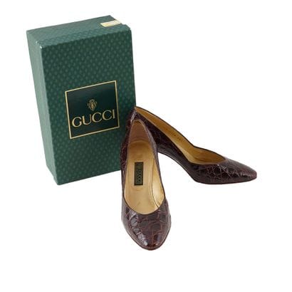 GUCCI
Escarpins vintage en cuir crocodile...