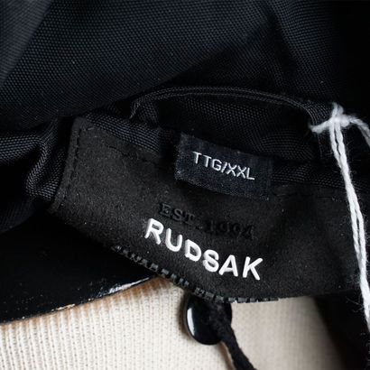 RUDSAK
Black quilted down jacket with leather...