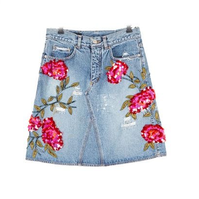 GUCCI
Gucci mid-length distressed denim skirt...
