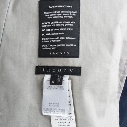 THEORY
Waterproof coat in blue cotton. Close...
