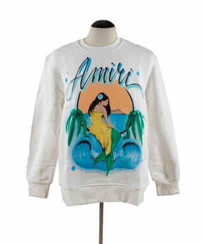 AMIRI
Chandail en cotton ouaté blanc à décor...