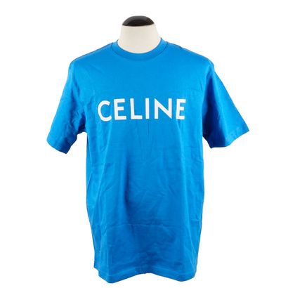 CELINE
T-shirt bleu avec logotype blanc au...