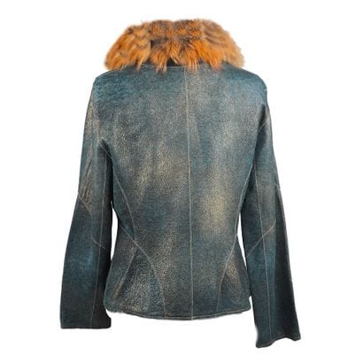 AGNEAU
Manteau en cuir d'agneau teint bleu...