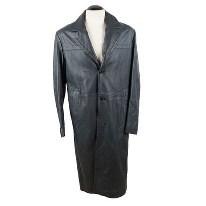 KLAUS BOEHLER
Navy blue leather trench coat.
Size...