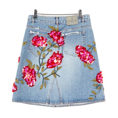 GUCCI
Gucci mid-length distressed denim skirt...