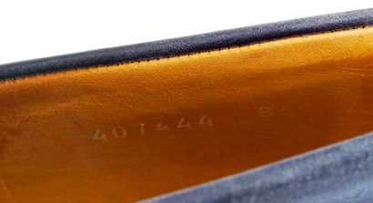 GUCCI
Blue leather penny loafers. 
Men's...